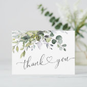 シンプルでエレガントなユーカリの水彩グリーン サンキューカード (スタンド正面)