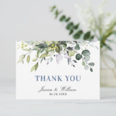 シンプルでエレガントなユーカリの水彩画グリーン サンキューカード (スタンド正面)