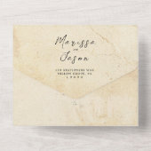 シンプルでエレガントなラスティックストーンウェディング オールインワン招待状 (裏面)