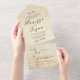 シンプルでエレガントなラスティックストーンウェディング オールインワン招待状