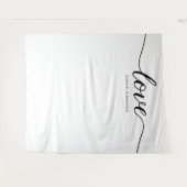 シンプルでエレガントなラブスクリプト ウェディングバックドロップ タペストリー (正面(横))