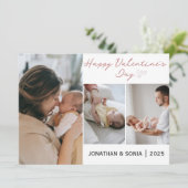 シンプルでエレガントなラブ バレンタインデー 家族3人 写真 シーズンカード (スタンド正面)