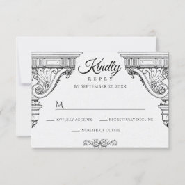 シンプルでエレガントなルネサンス建築 出欠カード