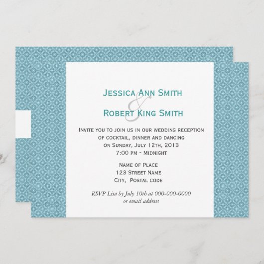 シンプルでエレガントなロイヤルブルーの結婚式の披露宴 招待状 (正面/裏面)