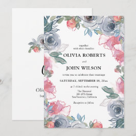 シンプルでエレガントなワイルドフラワーウェディング 招待状