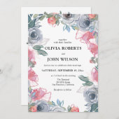 シンプルでエレガントなワイルドフラワーウェディング 招待状 (正面/裏面)