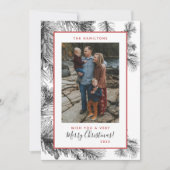 シンプルでエレガントなヴィンテージの松の葉のホリデーカード シーズンカード (正面)