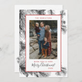 シンプルでエレガントなヴィンテージの松の葉のホリデーカード シーズンカード (正面/裏面)