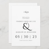 シンプルでエレガントな写真なしの結婚式の事前お知らせ 招待状 (正面/裏面)