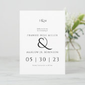 シンプルでエレガントな写真なしの結婚式の招待状（Save the Date） 招待状 (スタンド正面)