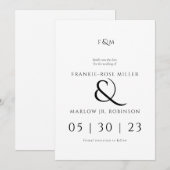 シンプルでエレガントな写真なしの結婚式の招待状（Save the Date） 招待状 (正面/裏面)