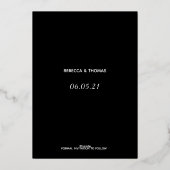 シンプルでエレガントな写真なしの結婚式日程お知らせカード 箔招待状 (裏面)