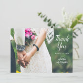 シンプルでエレガントな写真のカスタムな結婚式のサンキューカード サンキューカード (スタンド正面)