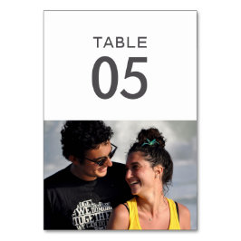 シンプルでエレガントな写真の結婚式のテーブル数カード テーブルナンバー