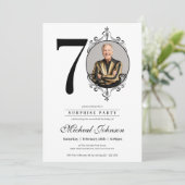 シンプルでエレガントな写真サプライズ 70歳の誕生日パーティー 招待状 (スタンド正面)