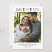 シンプルでエレガントな写真付き結婚式の事前案内 セーブザデート (正面)