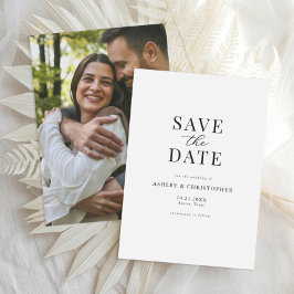 シンプルでエレガントな写真付き結婚式のSave the Date セーブザデート
