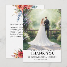 シンプルでエレガントな写真付き結婚式御礼カードノート サンキューカード