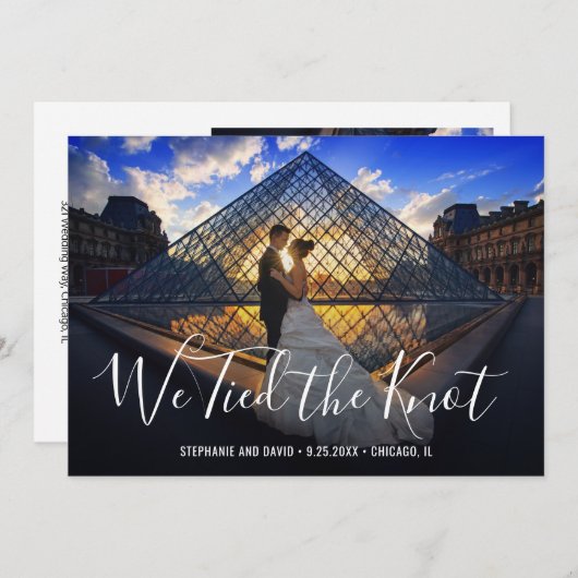 シンプルでエレガントな写真 エレガントな結婚式の披露宴 招待状 (正面/裏面)