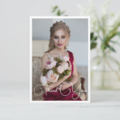 シンプルでエレガントな写真 バット・ミッツヴァー 誕生日 サンキューカード (スタンド正面)