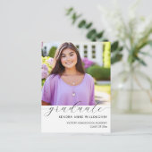 シンプルでエレガントな写真 ホームスクール卒業お礼メッセージ ポストカード (スタンド正面)