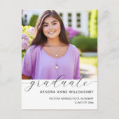 シンプルでエレガントな写真 ホームスクール卒業お礼メッセージ ポストカード (正面)