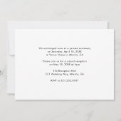 シンプルでエレガントな写真 現代の結婚披露宴 招待状 (裏面)