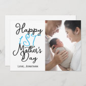 シンプルでエレガントな初めての母の日 ワンフォト シーズンカード (正面/裏面)