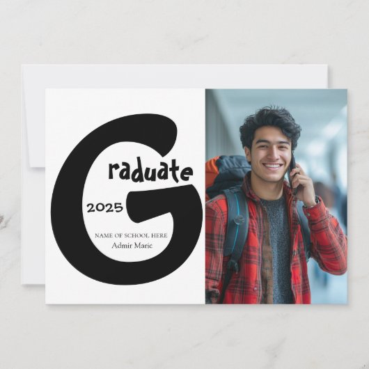 シンプルでエレガントな卒業発表 招待状 (正面)