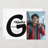シンプルでエレガントな卒業発表 招待状 (正面/裏面)