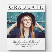 シンプルでエレガントな卒業記念 白黒写真卒業プレート フォトプラーク (正面)