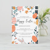シンプルでエレガントな卵と花　ハッピーイースター 招待状 (スタンド正面)