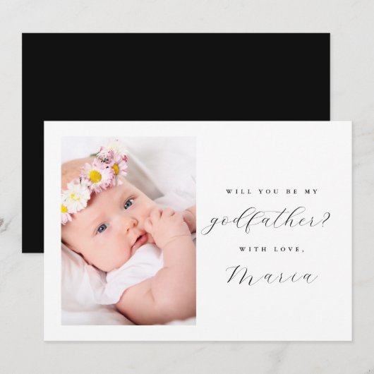 シンプルでエレガントな名付け親の提案写真 招待状 (正面/裏面)