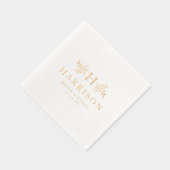 シンプルでエレガントな名前のウェディングモノグラム 箔ナプキン (右)