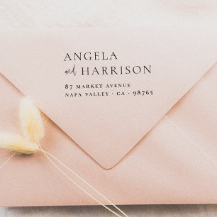 シンプルでエレガントな名前の結婚式の戻りアドレス ラバースタンプ