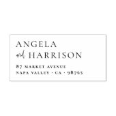 シンプルでエレガントな名前の結婚式の戻りアドレス ラバースタンプ (インプリント)