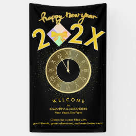 シンプルでエレガントな大晦日のギフトボックスのボウ・ウェルカム 横断幕