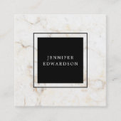 シンプルでエレガントな大理石の黒いフレームのプロフェッショナル スクエア名刺 (正面)