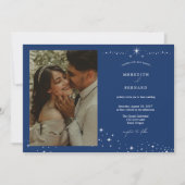 シンプルでエレガントな天体写真を使った横向きの結婚式の写真 招待状 (正面)