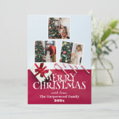 シンプルでエレガントな家族のクリスマス フォトコラージュ ホーリー シーズンカード (スタンド正面)