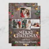 シンプルでエレガントな家族のクリスマス フォト コラージュ シーズンカード (正面/裏面)