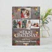 シンプルでエレガントな家族のクリスマス フォト コラージュ シーズンカード (スタンド正面)