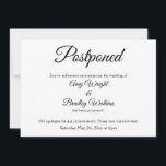 シンプルでエレガントな延期結婚式のお知らせ 招待状<br><div class="desc">こちらは、結婚式の日程を変更する必要が生じた場合にゲストに通知するための、エレガントでシンプルなカードです。テンプレートフィールドを使用して個人情報を追加し、このユニークでモダンなデザインを自分だけのものにしてください。白い背景は、好みの色に変更できます。フォントと色も編集可能です。特別なリクエストやカスタマイズのサポートが必要な場合は、お気軽にお問い合わせください。別の表現のものもコレクションでご利用いただけます。</div>