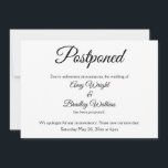シンプルでエレガントな延期結婚式のお知らせ 招待状<br><div class="desc">ゲストの皆様に結婚式の日程変更をお知らせするための、エレガントでシンプルなカードのテンプレートです。テンプレートフィールドに個人情報を入力して、このモダンなデザインを独自のものにしてください。白い背景は、お好みの色に変更できます。フォントと色も編集可能です。特別なリクエストやカスタマイズのサポートが必要な場合は、お気軽にお問い合わせください。コレクションには、別の表現のものもご用意しています。</div>