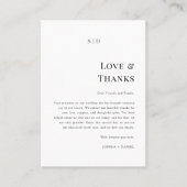 シンプルでエレガントな愛と感謝の結婚式ありがとう プレイスカード (正面)