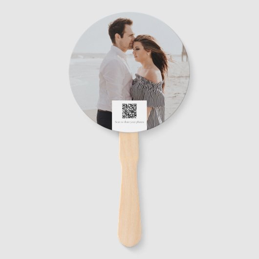 シンプルでエレガントな感謝のウェディングQRコード写真 ハンドファン (裏面)