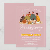 シンプルでエレガントな感謝祭の食事　パンプキンターキー 招待状 (正面/裏面)