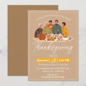 シンプルでエレガントな感謝祭の食事　パンプキンターキー 招待状 (正面/裏面)