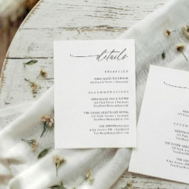 シンプルでエレガントな手書きの結婚式の詳細 エンクロージャーカード
