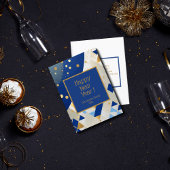 シンプルでエレガントな新年の青いグリッターカード シーズンカード